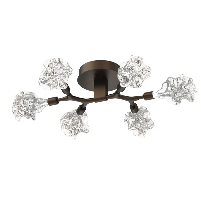 Blossom Hand-Blown Glass 6-Light Bronze Flush Mount