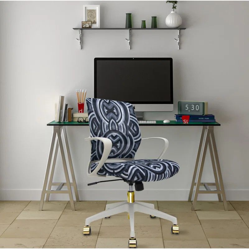 Echo Gold & White Grayscale 360° Swivel Task Chair with Waterfall Edge
