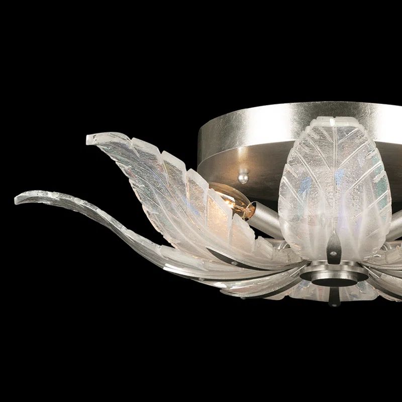 Elegant Silver 28" Glass Flush Mount with LED Compatibility