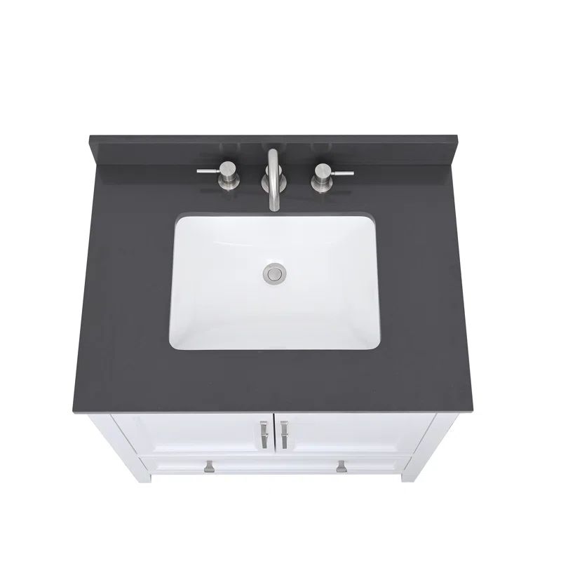 25'' Ural Gray Quartz Single Bathroom Vanity Top with Sink