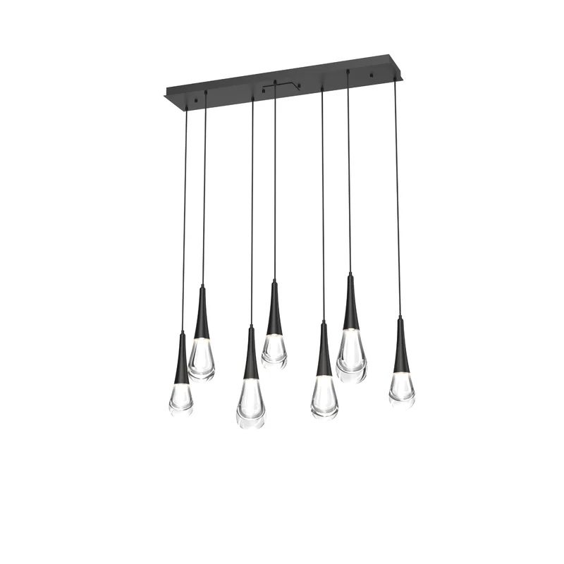 Ethereal Spring Shower 7-Light Matte Black LED Island Pendant