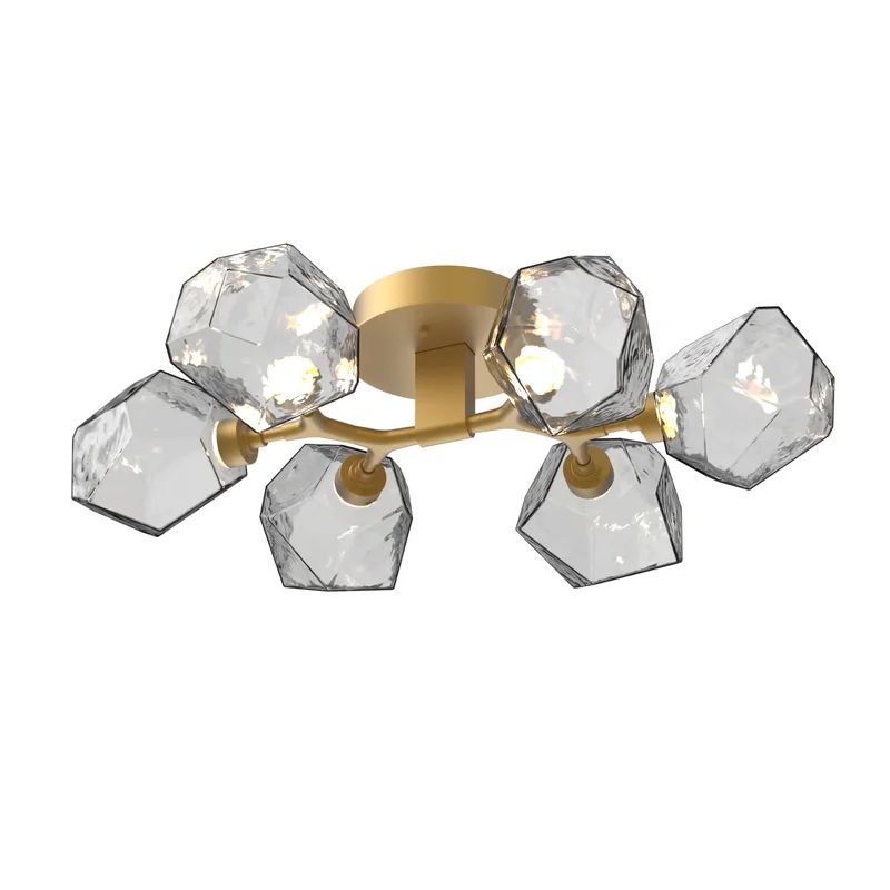 Gilded Brass 28.1" Gem LED Flush Mount with Smoke Glass Shades