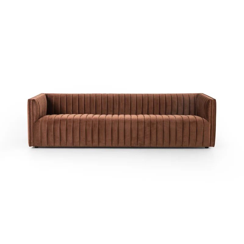 Surrey Auburn Tufted Leather Stationary Sofa 97"