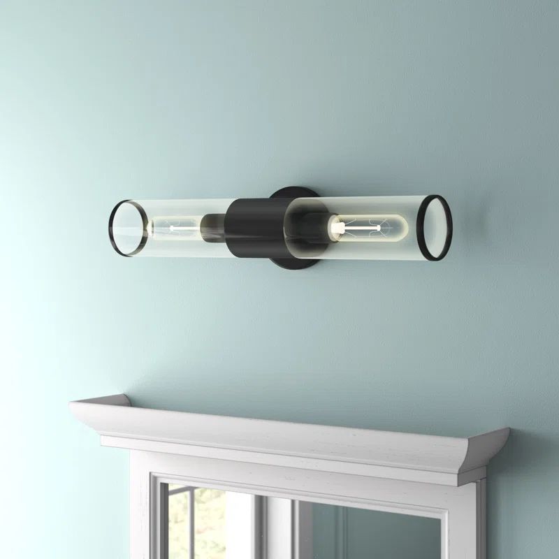 Bancroft Black Chrome 2-Light ADA Vanity with Clear Glass