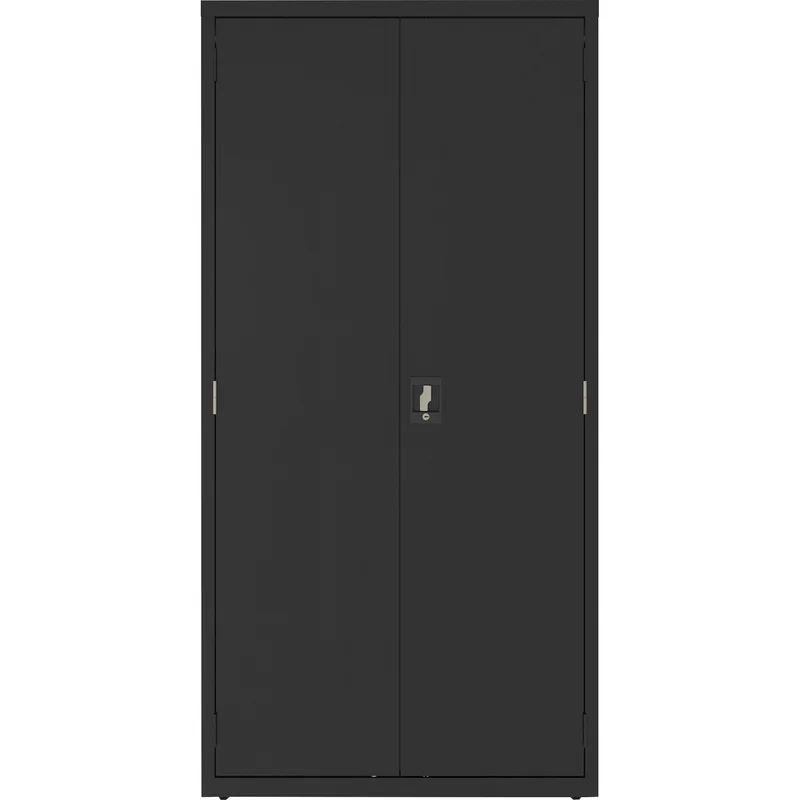 Lorell Adjustable 4-Shelf Black Steel Janitorial Office Cabinet