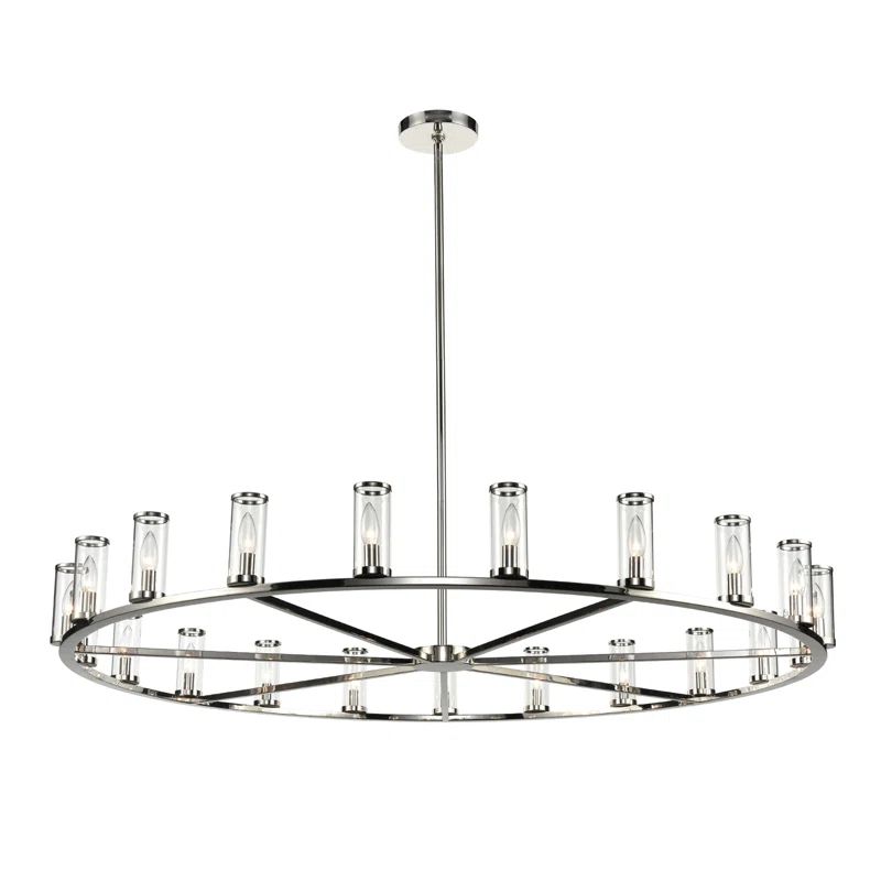 Revolve Elegance 21-Light Polished Nickel & Crystal Wagon Wheel Chandelier