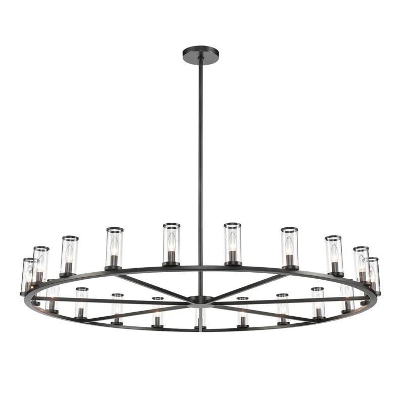 Urban Bronze Crystal Elegance 21-Light Wagon Wheel Chandelier