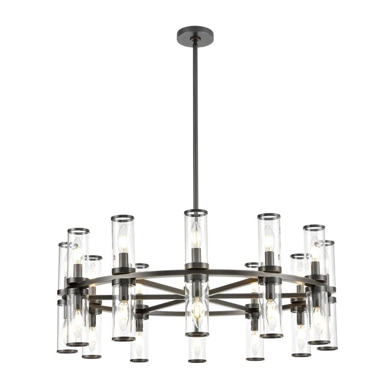 Revolve Urban Bronze 24-Light Crystal Wagon Wheel Chandelier