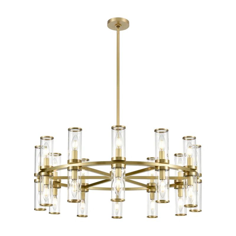 Elixir Bronze and Crystal 24-Light Wagon Wheel Chandelier