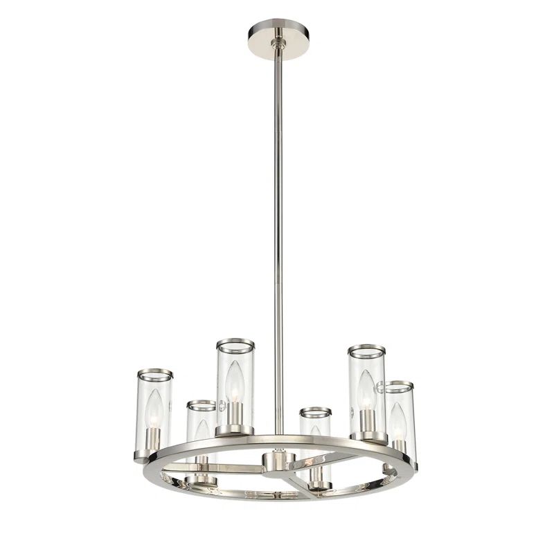 Alora Luxe 6-Light Polished Nickel & Crystal Wagon Wheel Chandelier