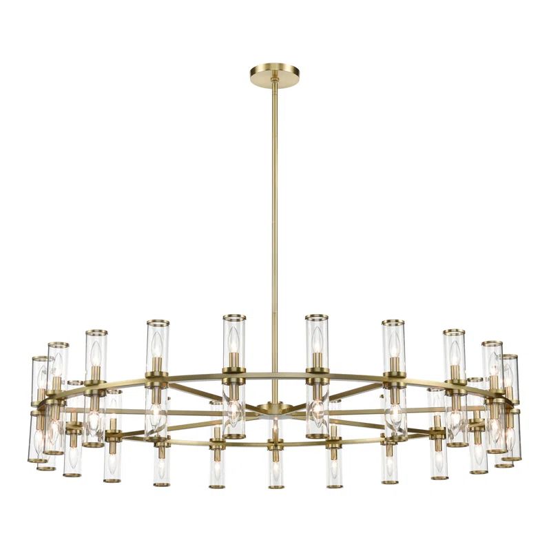 Natural Brass and Crystal 42-Light Candle Chandelier