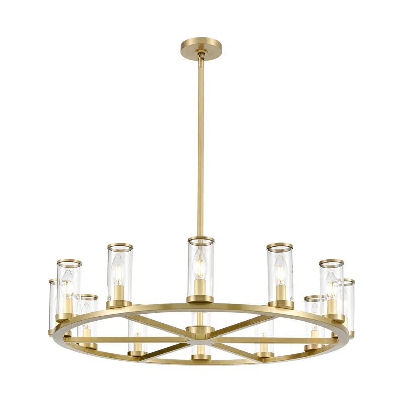 Elegant Outdoor Brass Plug-in Candle Chandelier, 32.75"