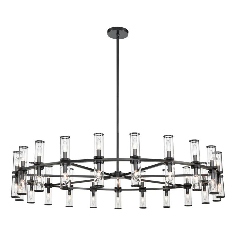 Revolve Urban Bronze 42-Light Crystal Candle Wagon Wheel Chandelier