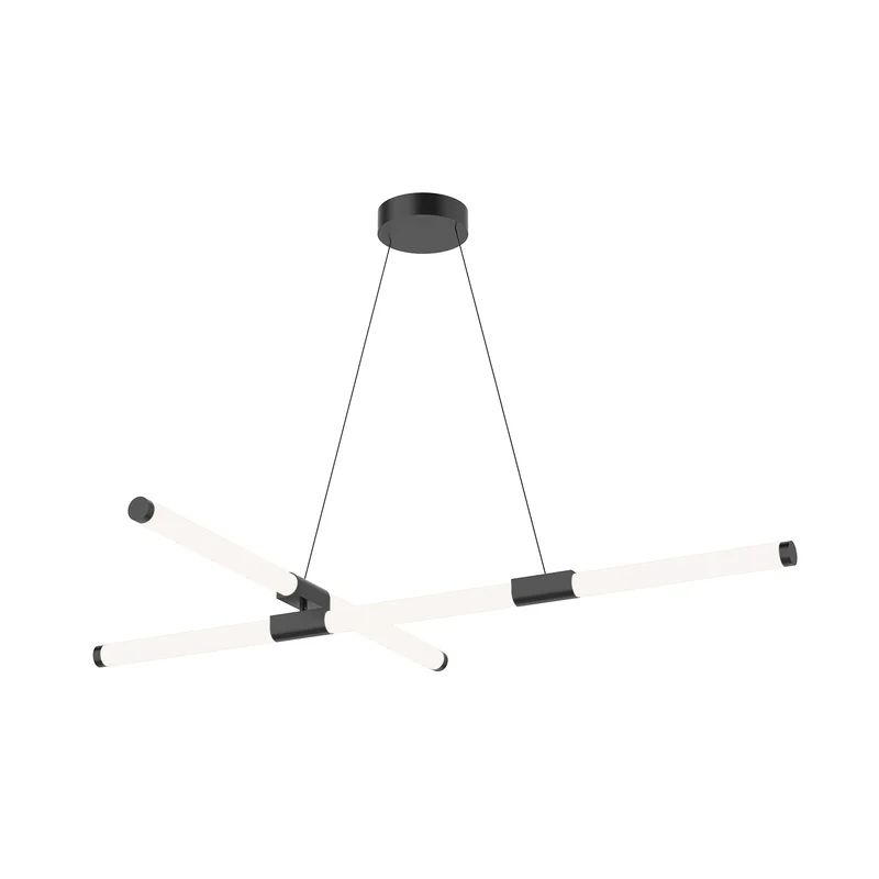 Akari Sleek Minimalist Black LED Linear Chandelier 49.5"