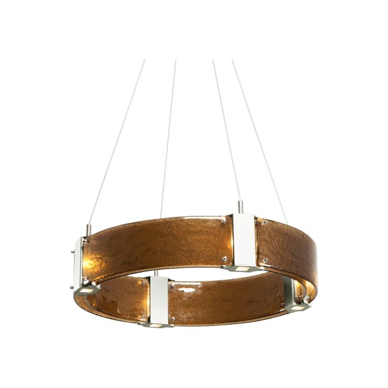 Parallel Ring LED Chandelier in Bronze Granite with Crystal Accents