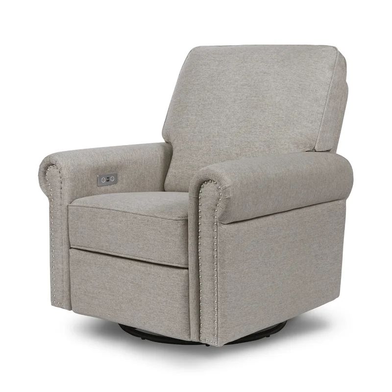 Gray Eco-Weave Swivel Recliner with USB Port