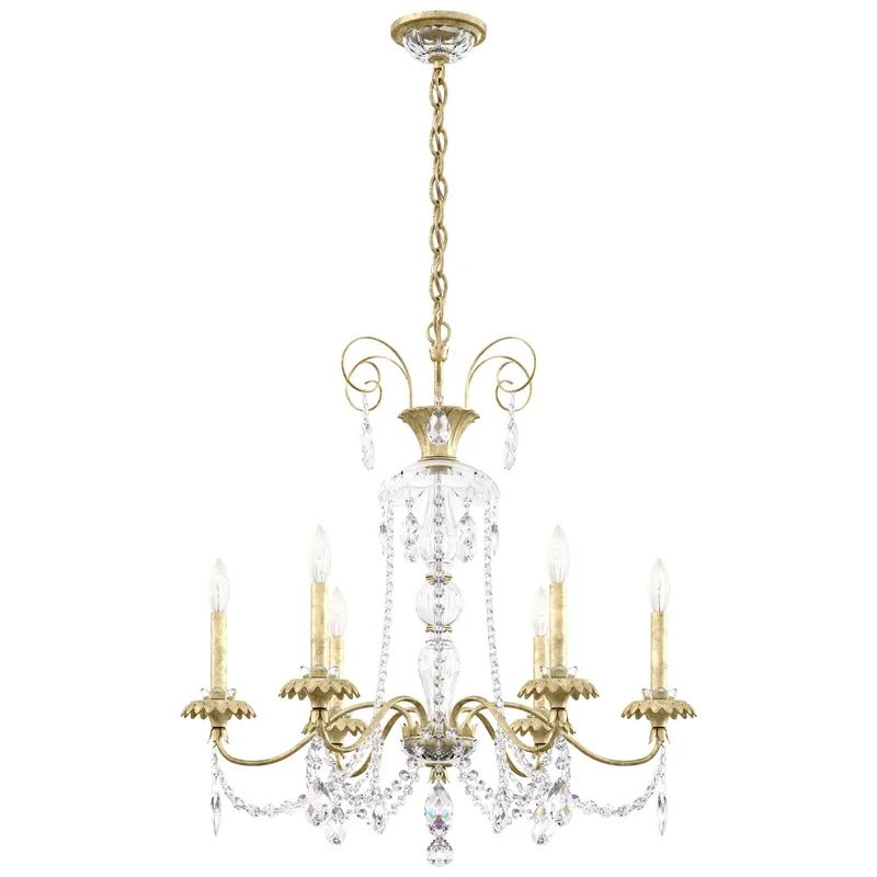 Helenia Antique Silver 6-Light Crystal Chandelier with Heritage Crystals