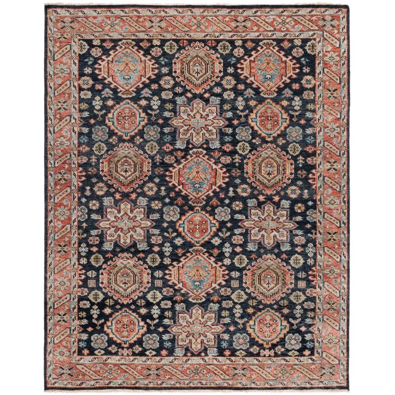Samarkand Elegance 9' x 12' Hand-Knotted Black Wool Area Rug