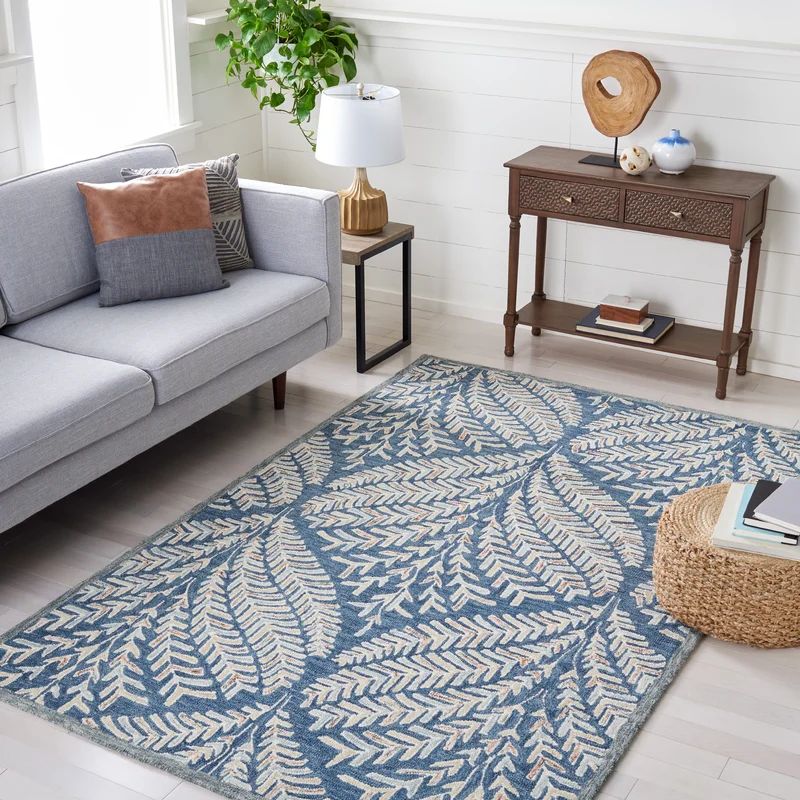 Capri Blue and Ivory Hand-Tufted Wool Area Rug