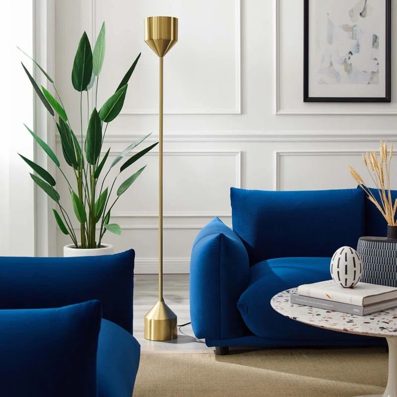 Kara Gold Modern Standing Floor Lamp with Metal Shade