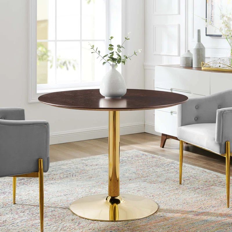 Verne 40" Gold Cherry Walnut Mid-Century Modern Dining Table