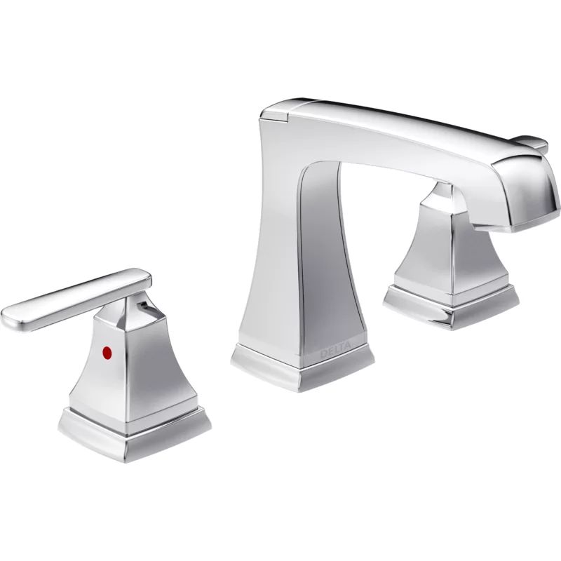 Chrome Modern Widespread Bathroom Faucet with Drain Assembly