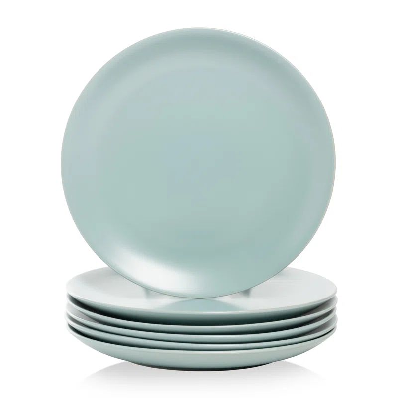 Mineral Blue Matte Ceramic 10.5" Dinner Plates, Set of 6