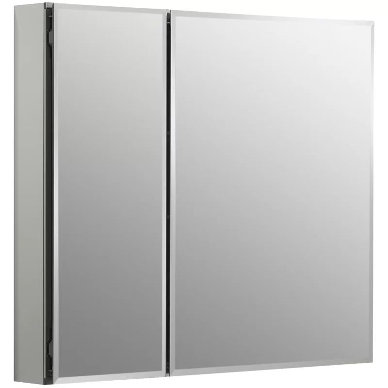 Sleek Frameless Aluminum Medicine Cabinet with Beveled Mirrored Doors