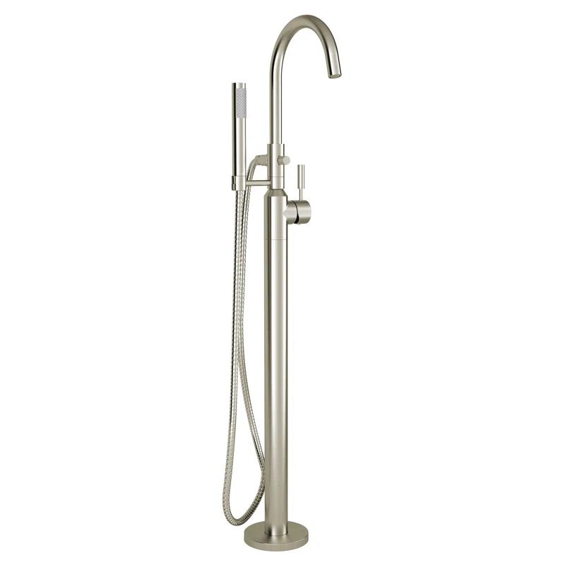 Brushed Nickel Freestanding Tub Filler with Hand Shower