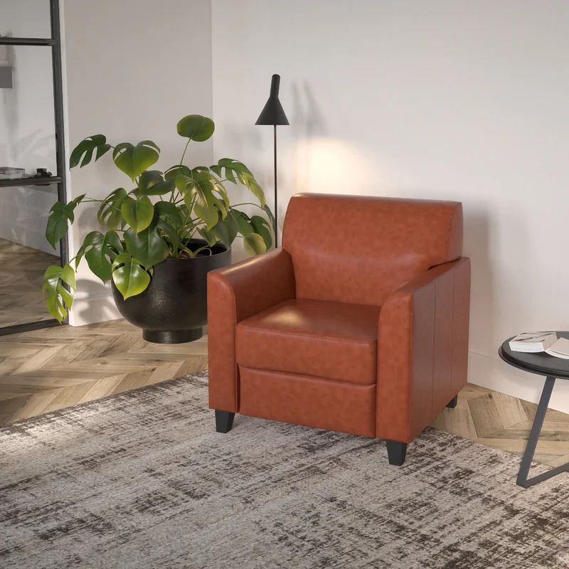 Cognac LeatherSoft Modern Reception Chair with Hardwood Frame