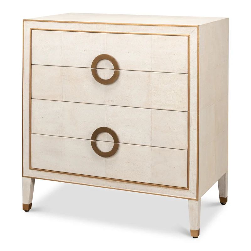 Osprey White MDF Rectangle Storage Cabinet with Gold Hardware