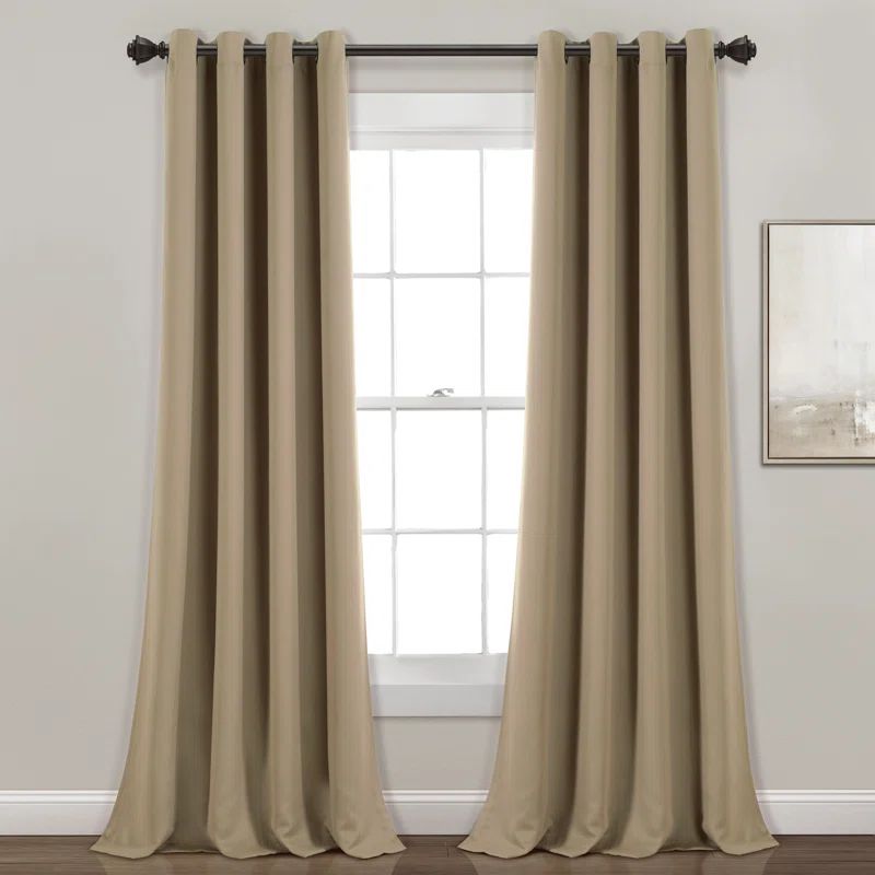 Mocha Greige Insulated Blackout Grommet Curtain Panels, 52" x 84"