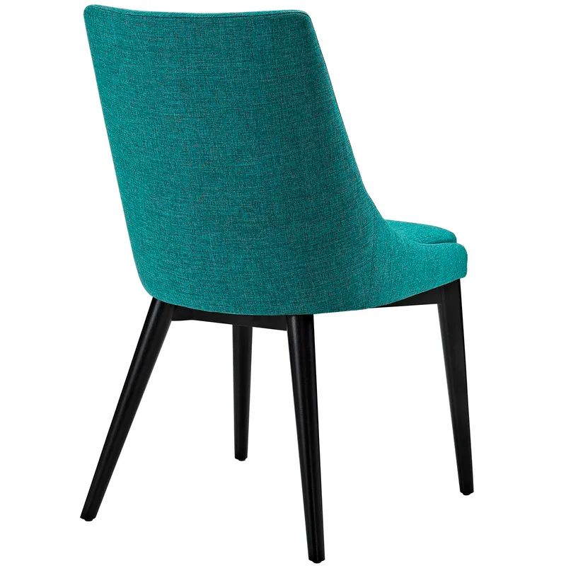 High Parsons Teal Upholstered Side Chair with Wood Legs