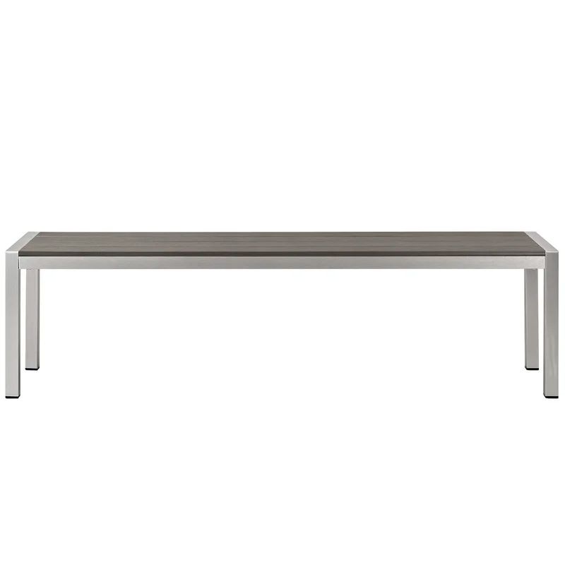 Sleek Minimalist Industrial Silver Gray Aluminum Outdoor Bench