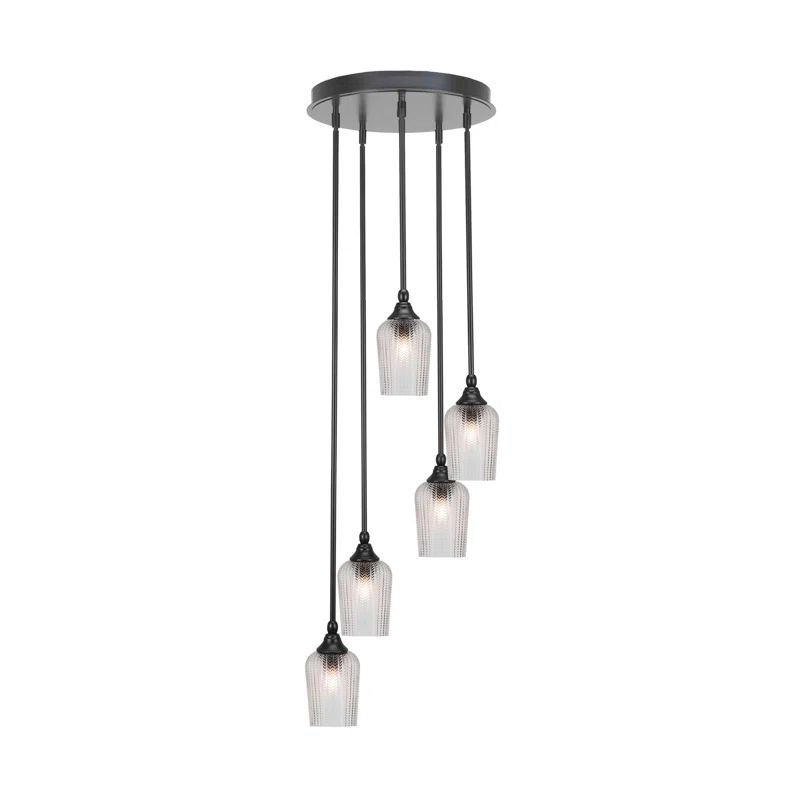 Empire Matte Black 5-Light Cluster Pendant with Clear Glass Shades