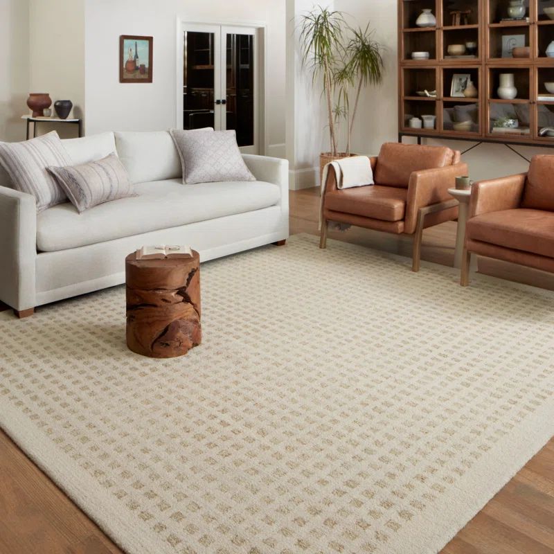 Ivory Elegance Hand-Tufted Wool & Cotton 7'9" x 9'9" Area Rug