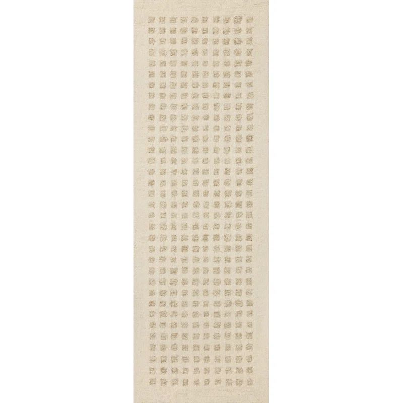 Ivory and Natural Hand-Tufted Wool Runner Rug 2' x 5'