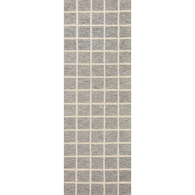 Ivory and Slate Hand-Tufted Wool Runner Rug 2'6" x 7'6"