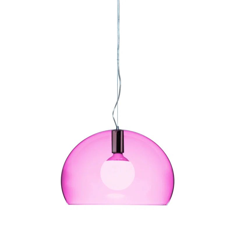 Luminous Large Orange Crystal Dome LED Pendant Light