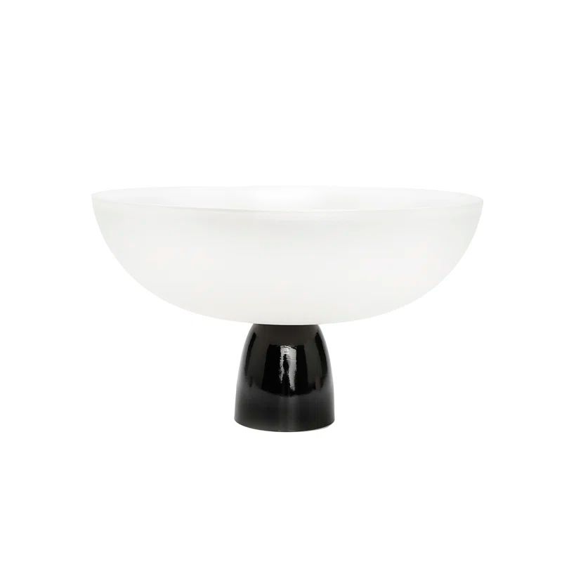 Modern Round White Glass Bowl with Black Stand