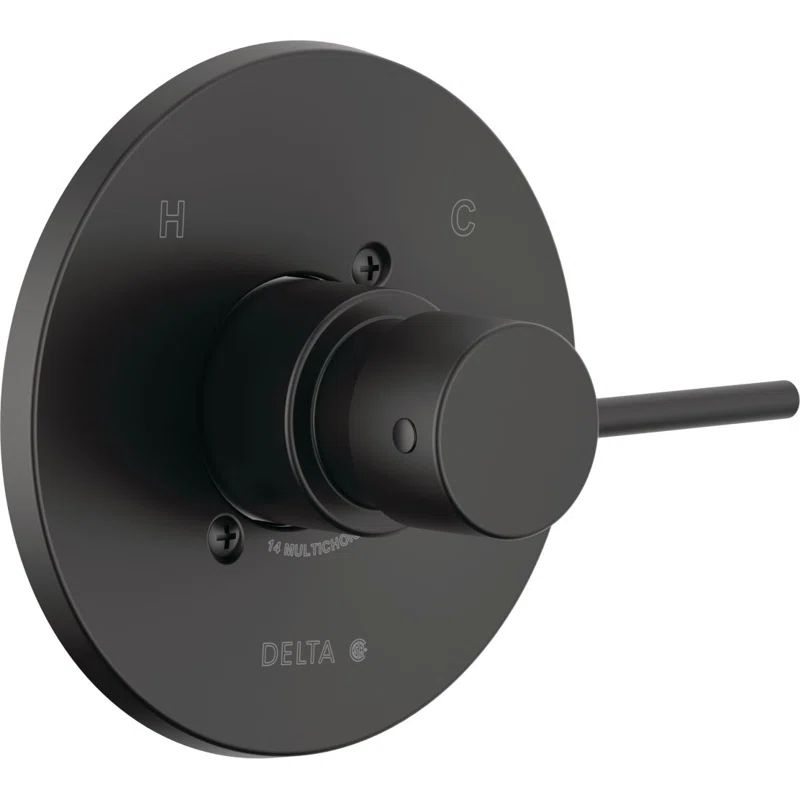 Matte Black Modern Brass Shower Valve Trim Kit
