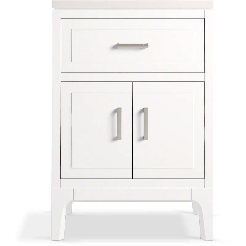 Seer 24" White MDF Freestanding Bathroom Vanity with Quartz Top