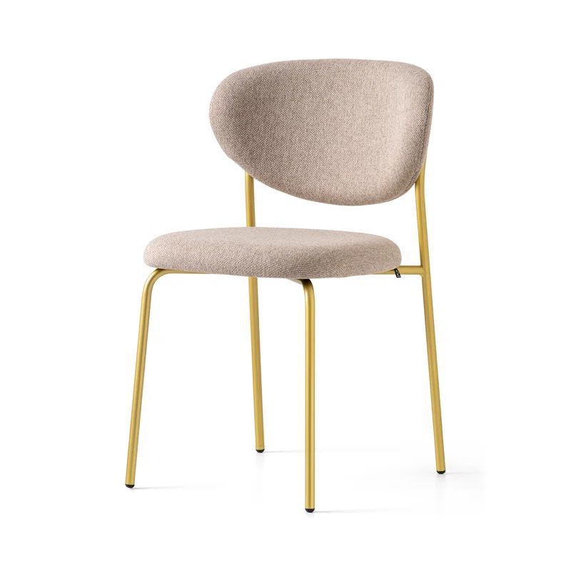 Elegant White Polyester Upholstered Chair with Metal Frame
