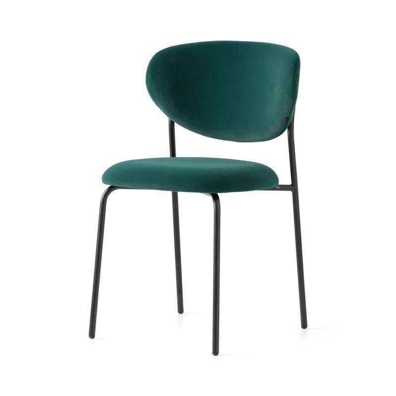 Forest Green Upholstered Metal Frame Dining Chair