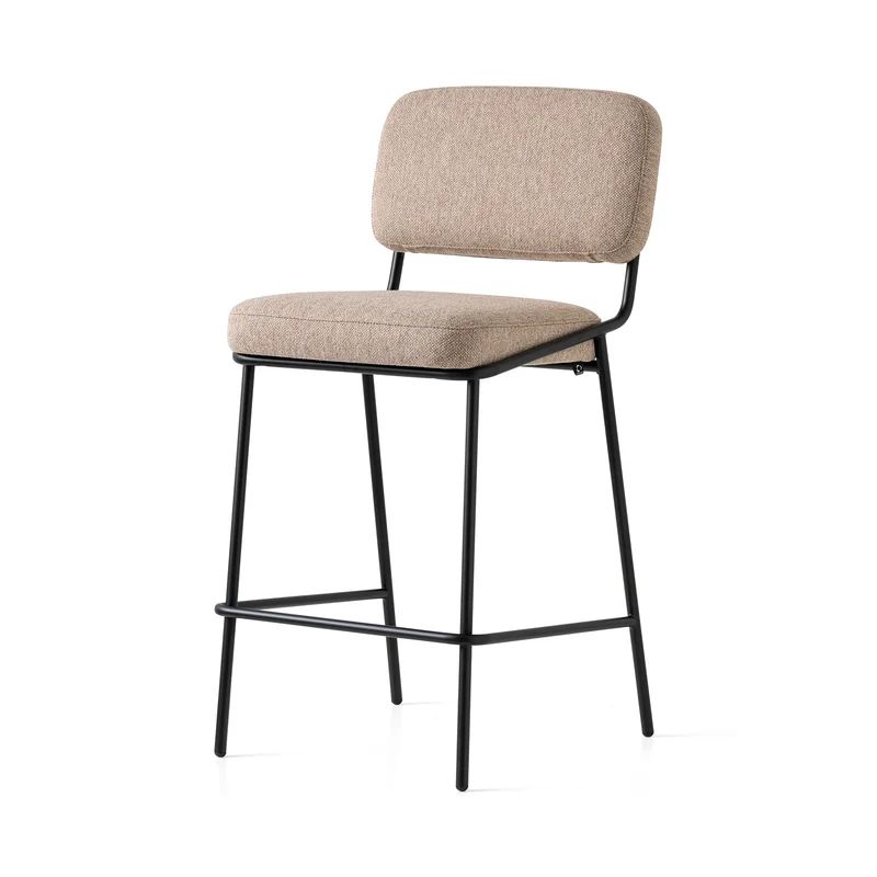 Matte Black Metal Frame Upholstered Counter Stool