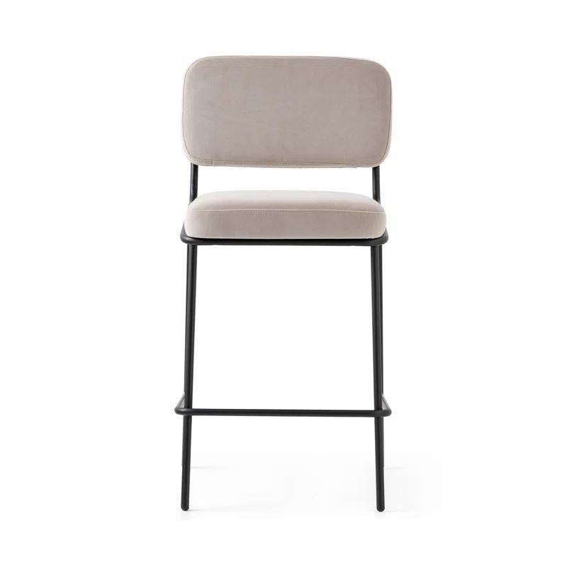 Matte Black and Sand Metal Upholstered Counter Stool
