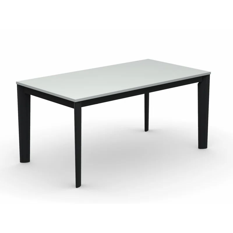 Materico White Extendable Rectangular Dining Table with Black Base