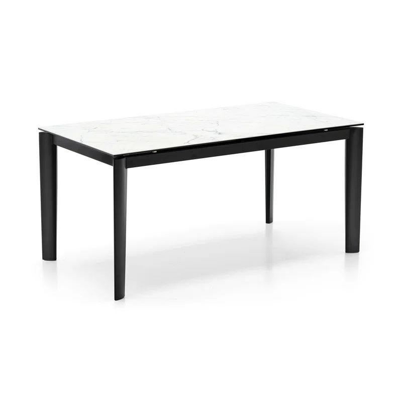 Matt Black Extendable Dining Table with Ceramic Top