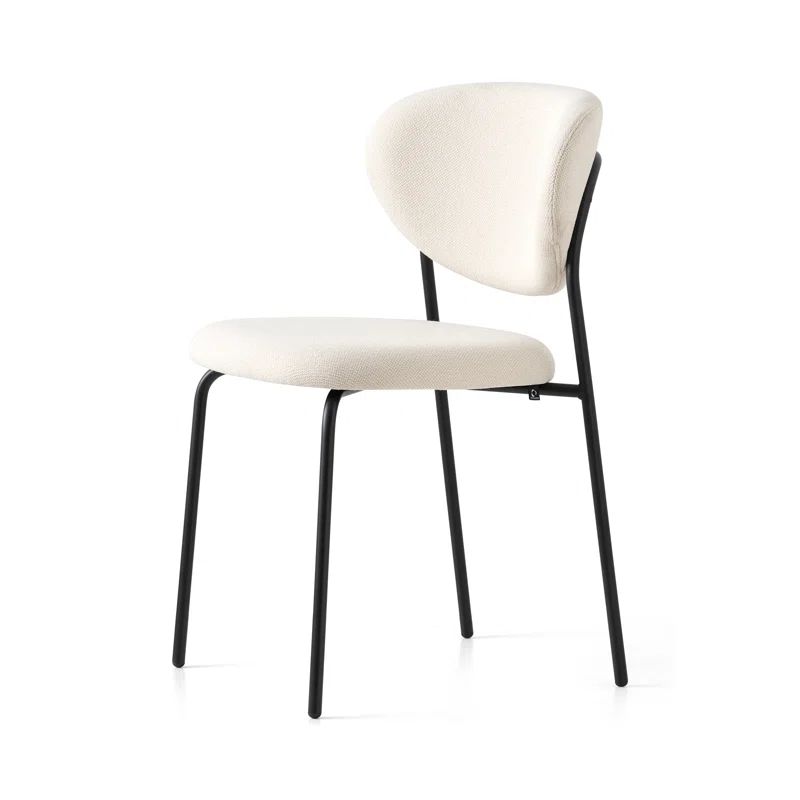 Sand Upholstered Chair with Matt Black Metal Frame
