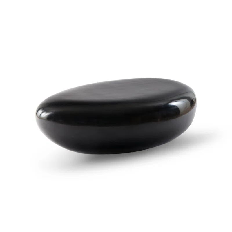 Black Oval Contemporary Wood Coffee Table, 42"